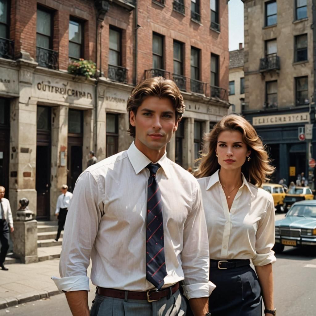 Woman and Man in Colorful Attire