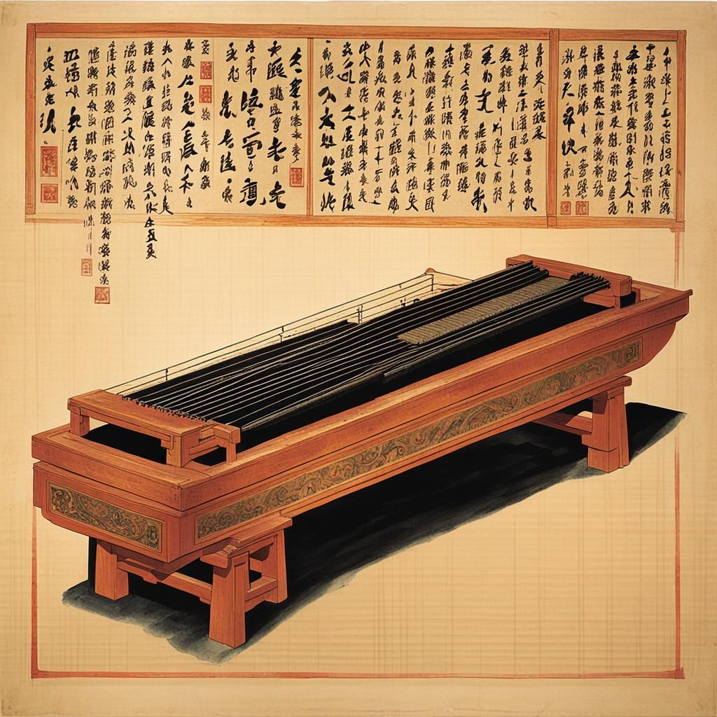 Ancient Guqin: Chinese Zither in Matte Painting