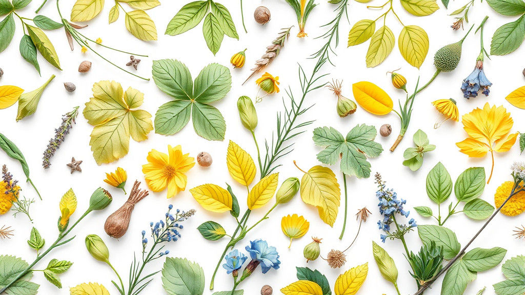 Botanical Wallpaper Pattern with Green, Yellow, and Blue