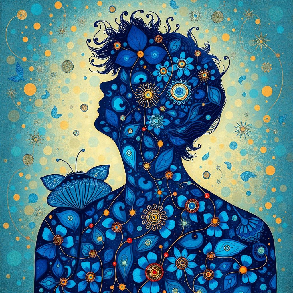 The Man in blue and the Whisper of Himalayan blue poppy, Pow...