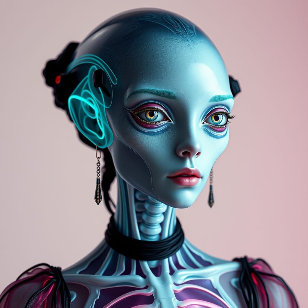 Enigmatic Alien Goddess in Renaissance Haze