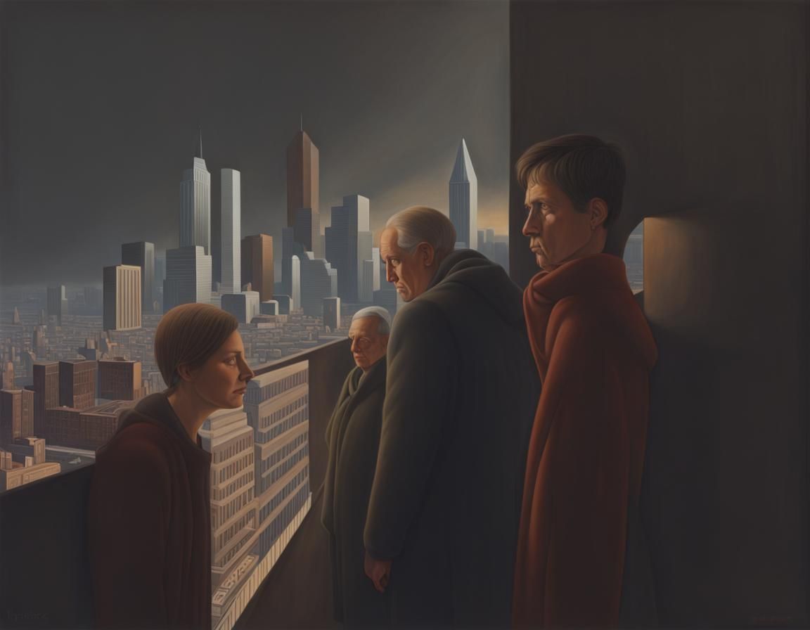 Hyperrealistic City View Inspired by Tooker