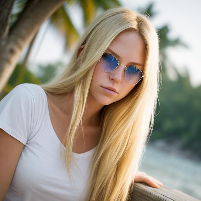 Sunlit Portrait of a Blonde Woman in Golden Hour