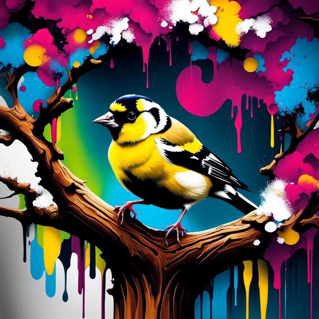 Goldfinch in Graffiti Art on Great Oak