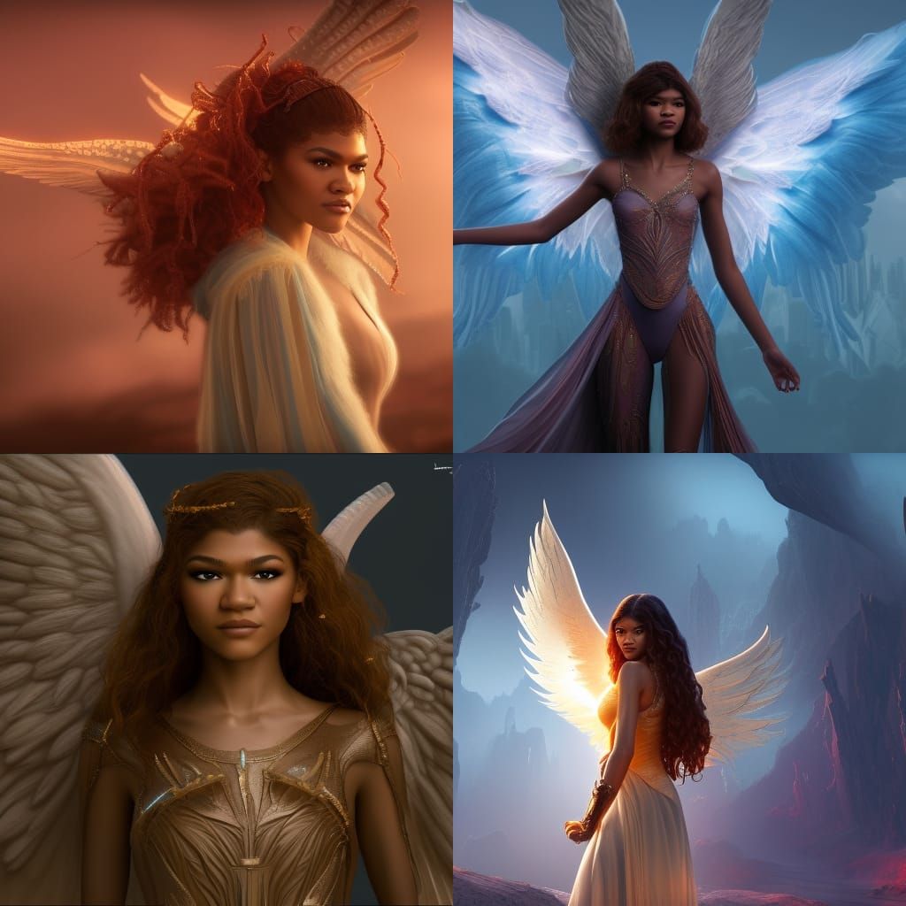 Zendaya as an Angel: Detailed Matte Painting