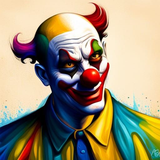 Clown Painter Creates Fresco: Expressionist 3D Art