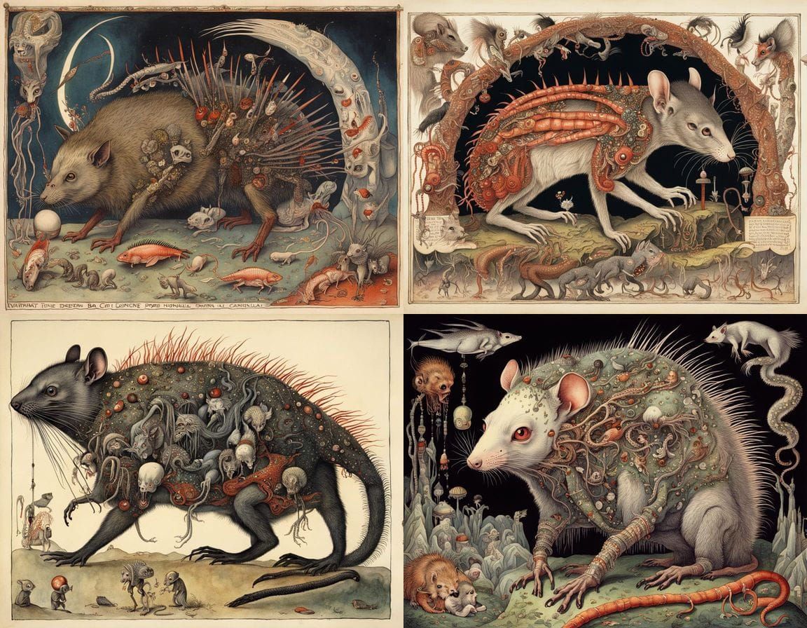 Surreal, Cyberpunk-Style Mutant Hybrid Creature Exposed