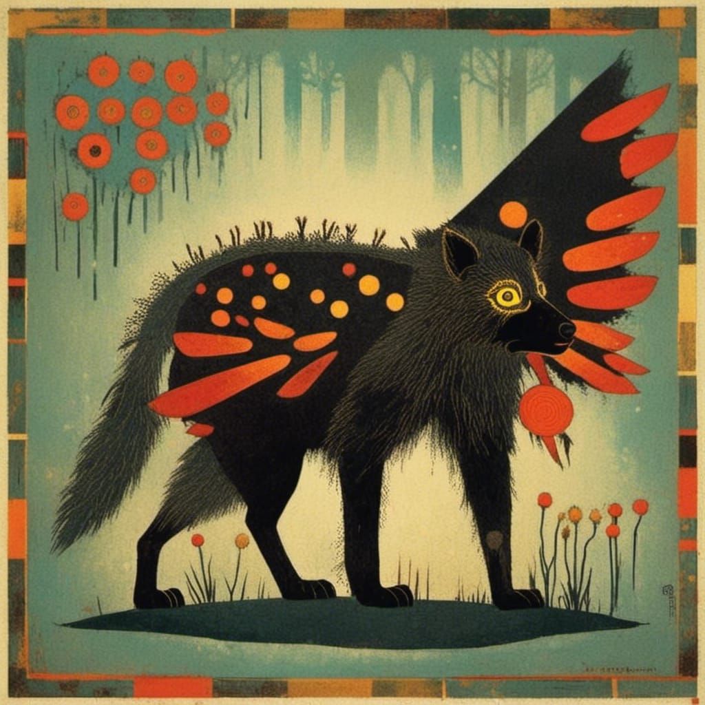 Hyena with Fairy Wings in Whimsical Style