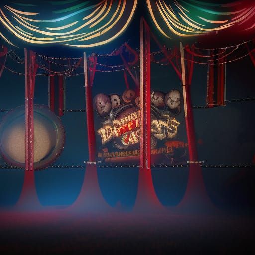 Fantastical Dark Carnival Three-Ring Circus at Night
