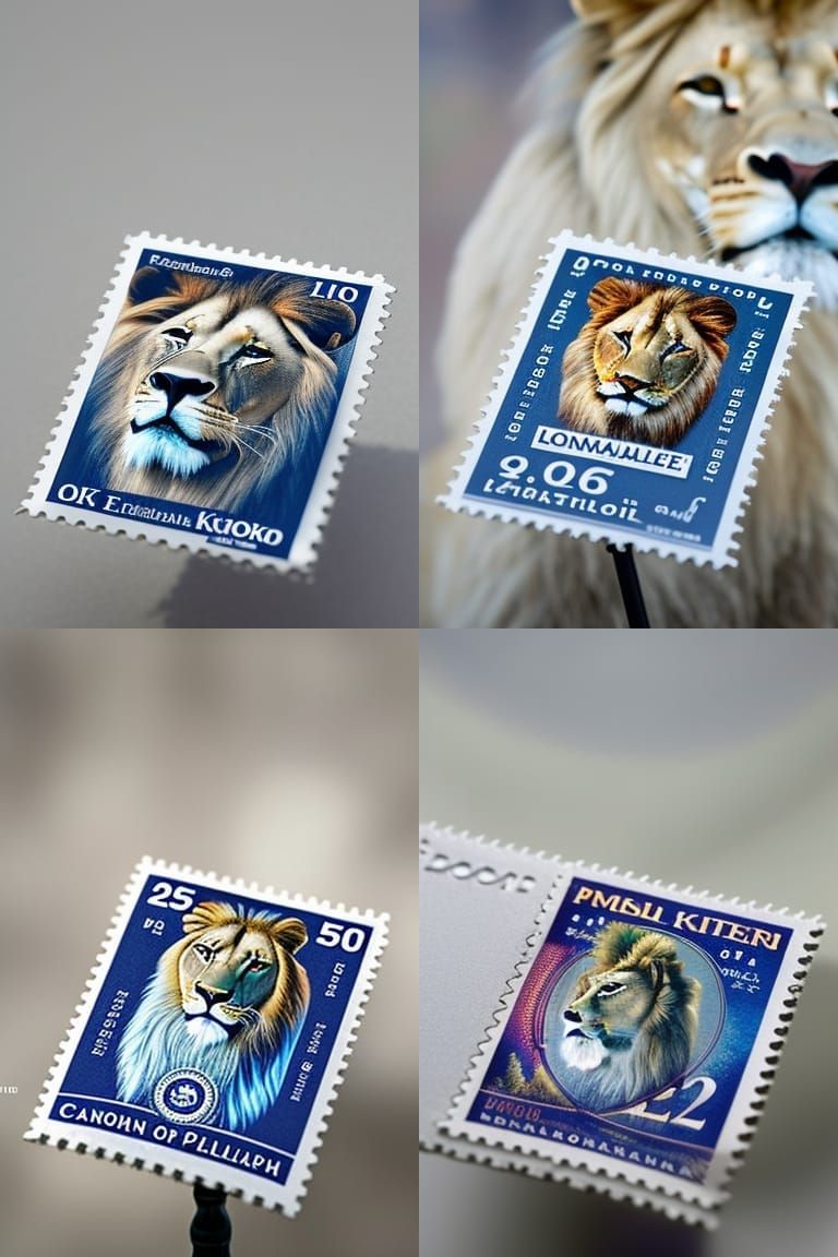 Lion Postal Stamp Macro Photography, Kinkade Style