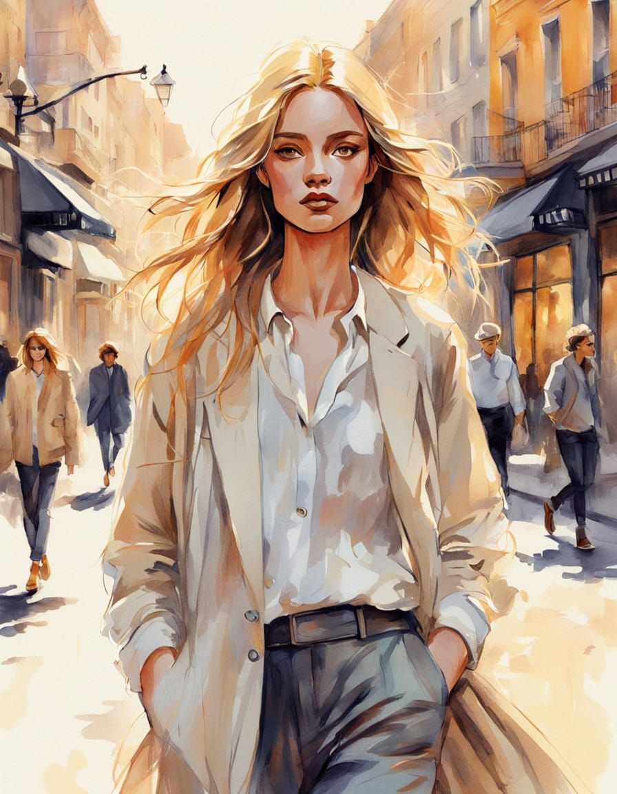 Woman in Ethereal Fashion Illustration