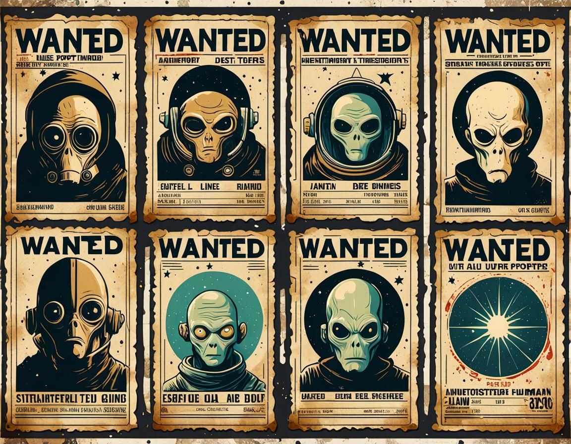 Vintage Sci-Fi Wanted Posters of Notorious Space Criminals