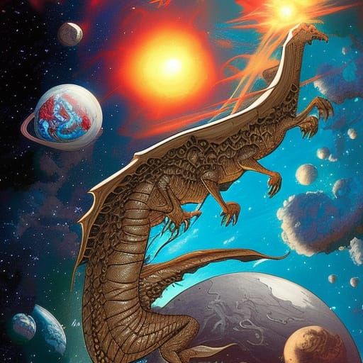 Colossal Space Dragon Comic Book Art