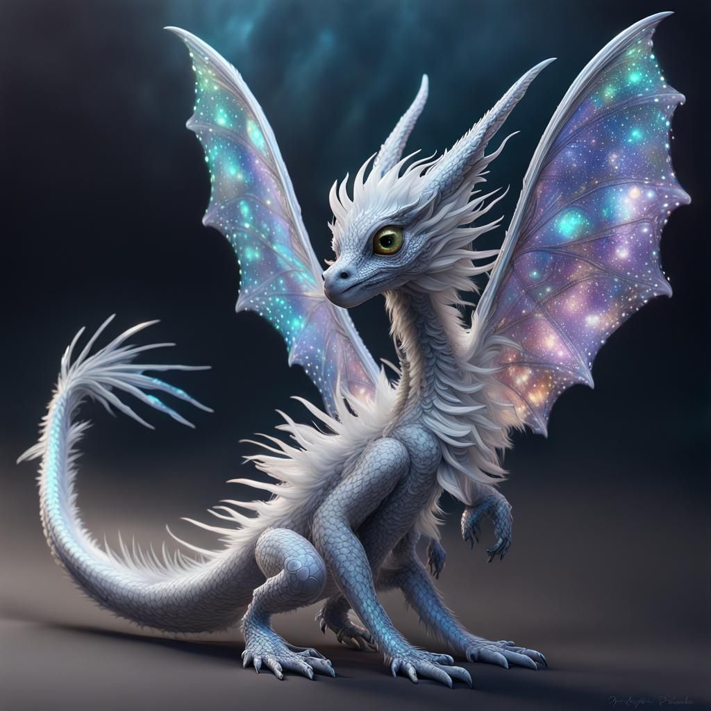 Winged Fish Dragon with Iridescent Wings