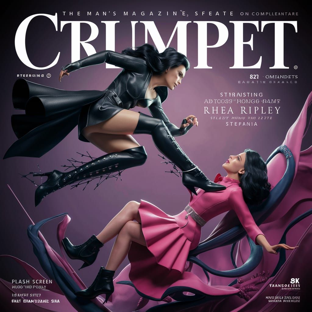 Dominant Rhea Ripley Leaping in Surreal Magazine Cover