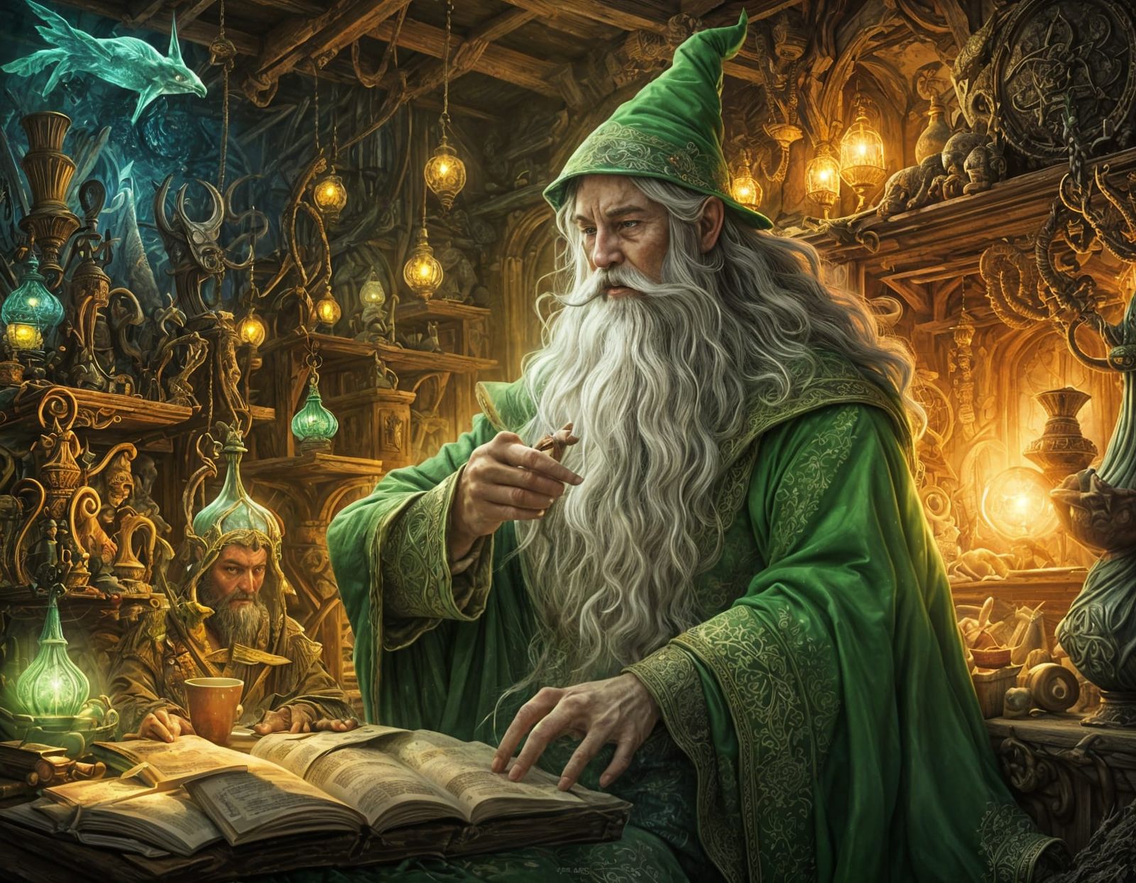 A Wizard's Enchanted Study in Vibrant Colour
