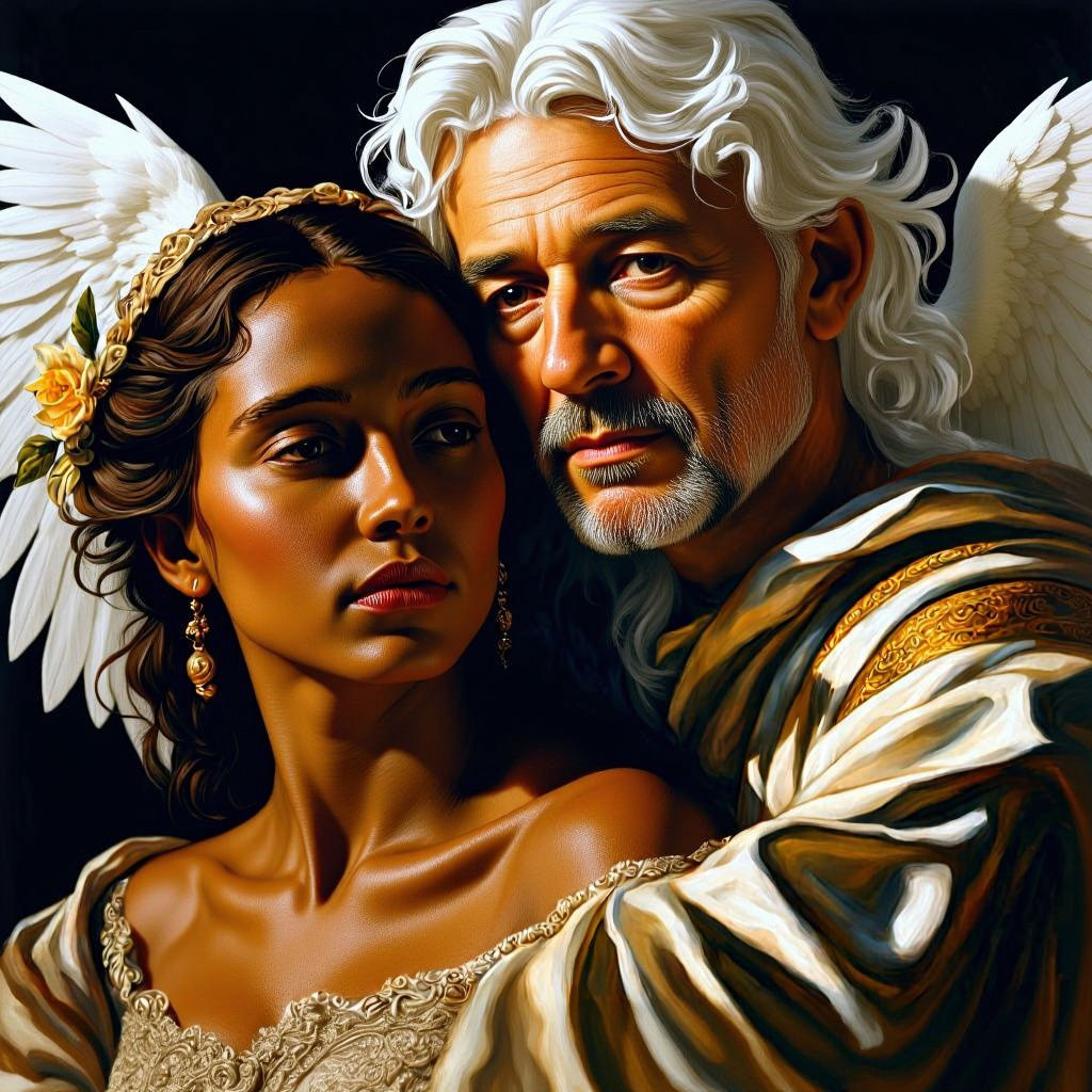 God in Glory Embraces a Woman