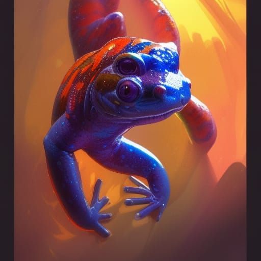 Rainbow Salamander Portrait in Hyperdetailed Style