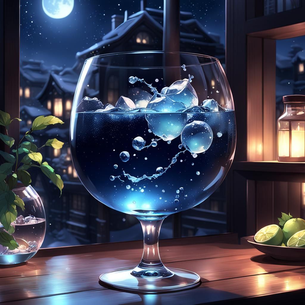 Midnight Glass Anime Art in 8K