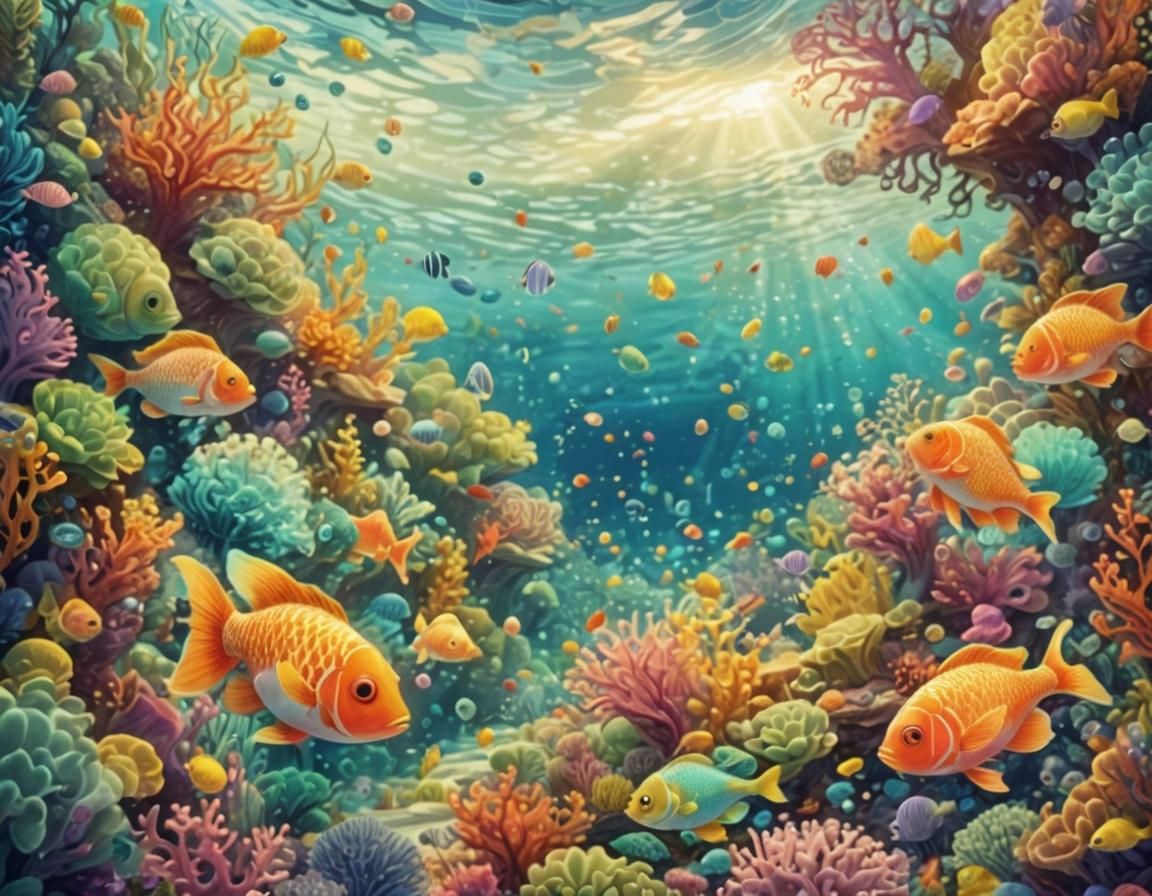 Colorful Undersea Life in Vibrant Pixar Style