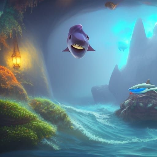 Fantastical Baby Shark Concept Art in 8k