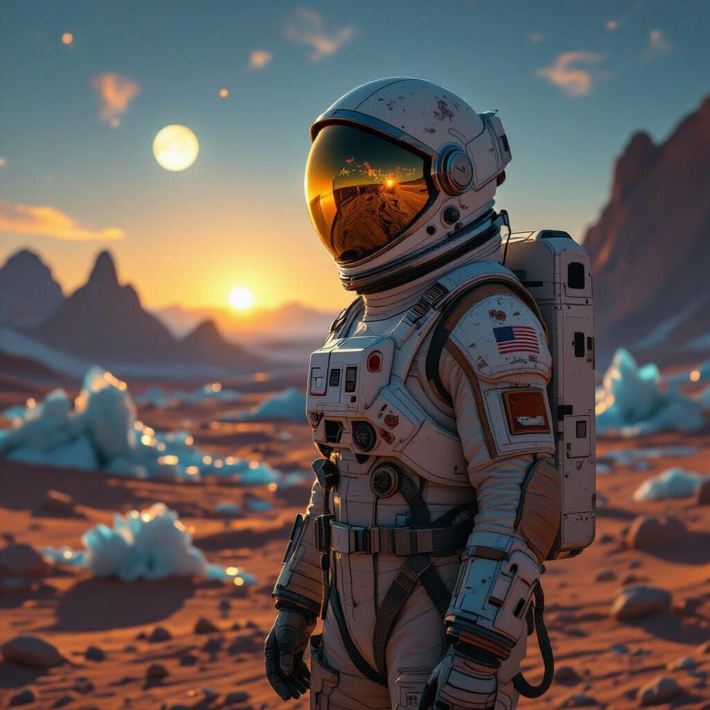 Astronaut on Alien Planet in Cinematic Style
