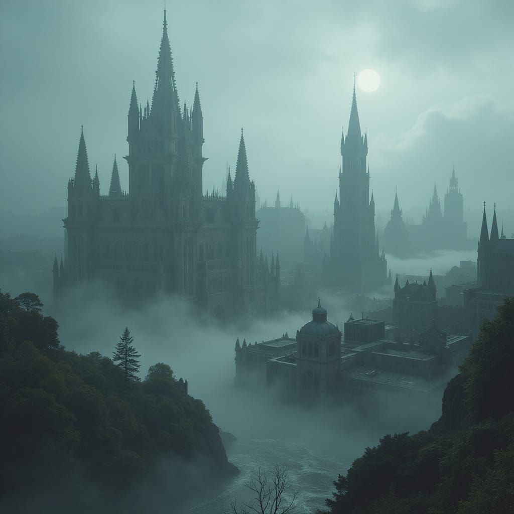 Cyberpunk Cityscape in Dystopian Fog