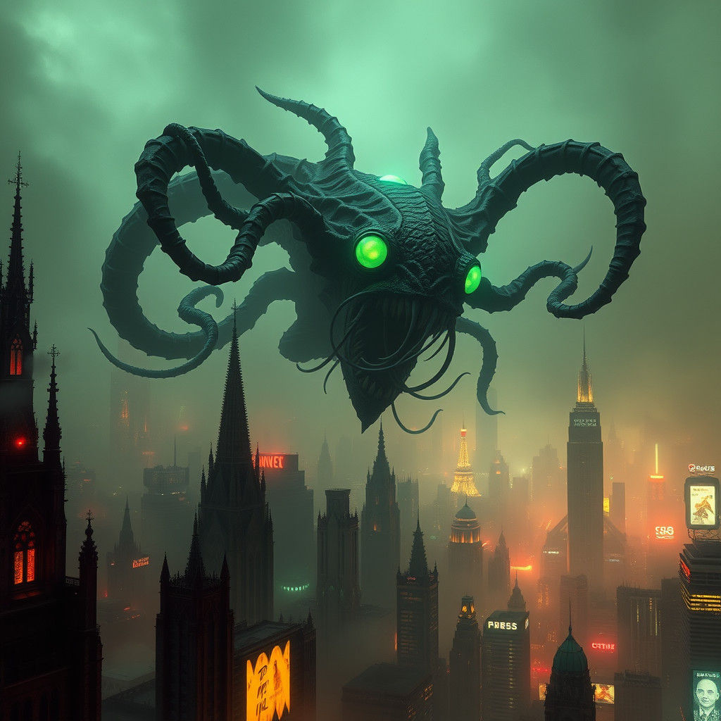Eldritch Abomination over Dystopian Metropolis