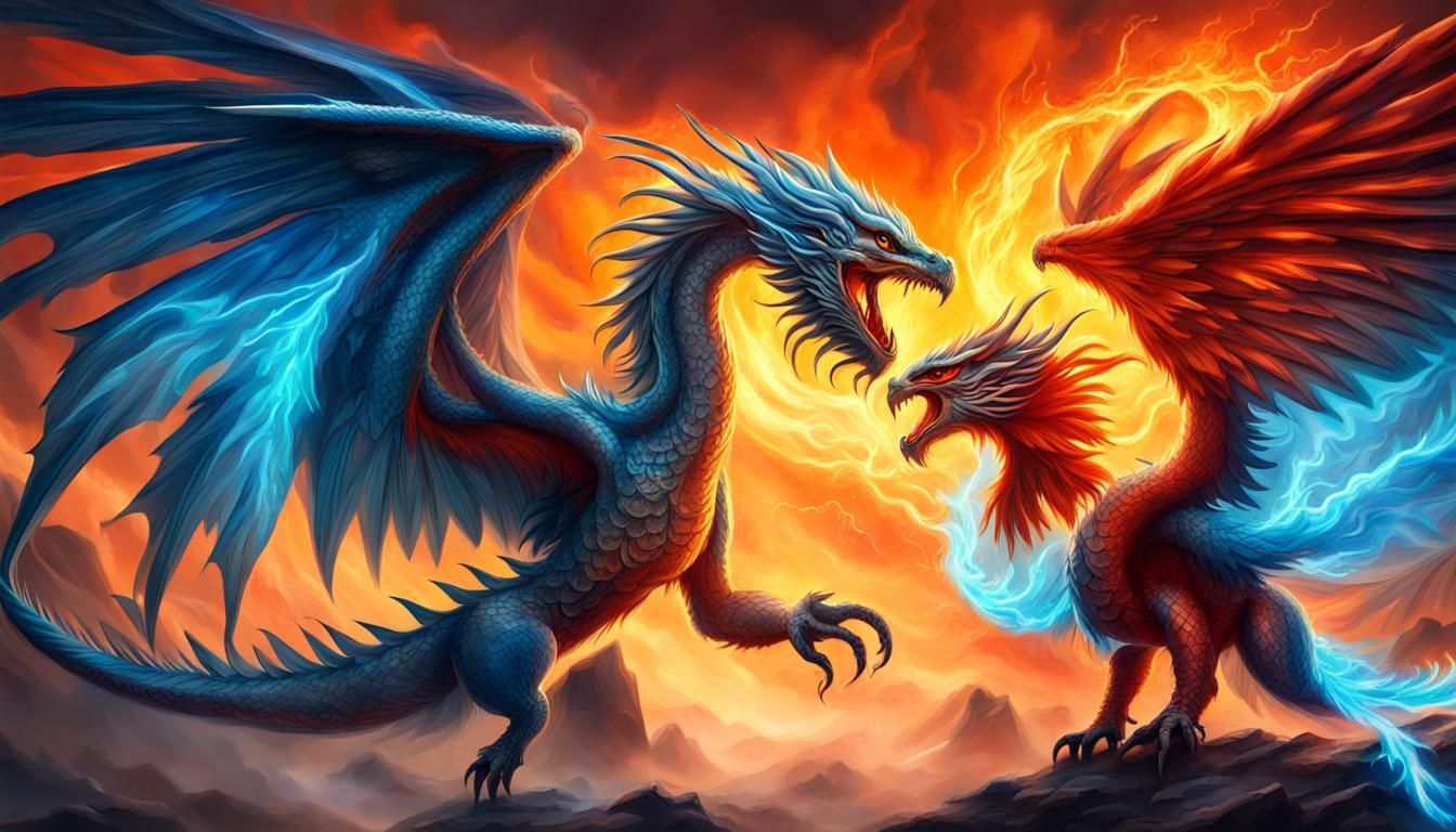 Fire-Ice Dragon vs Phoenix-Thunderbird Hybrid