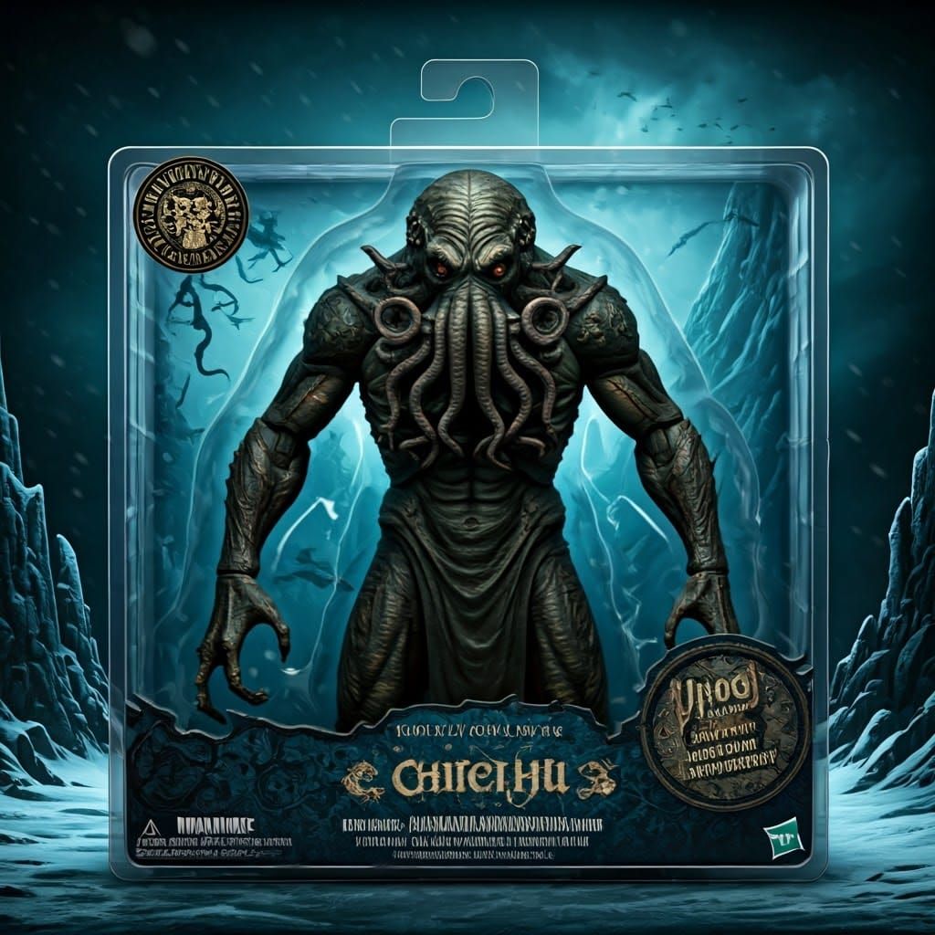 Cthulhu Action Figure Against Mountains of Madness Backdrop