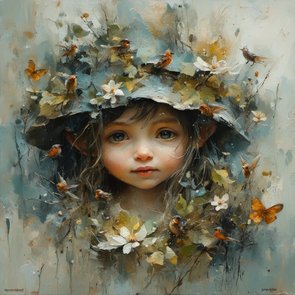 Fairies in Shadowy Hobbit Land: Hyperdetailed Oil Painting