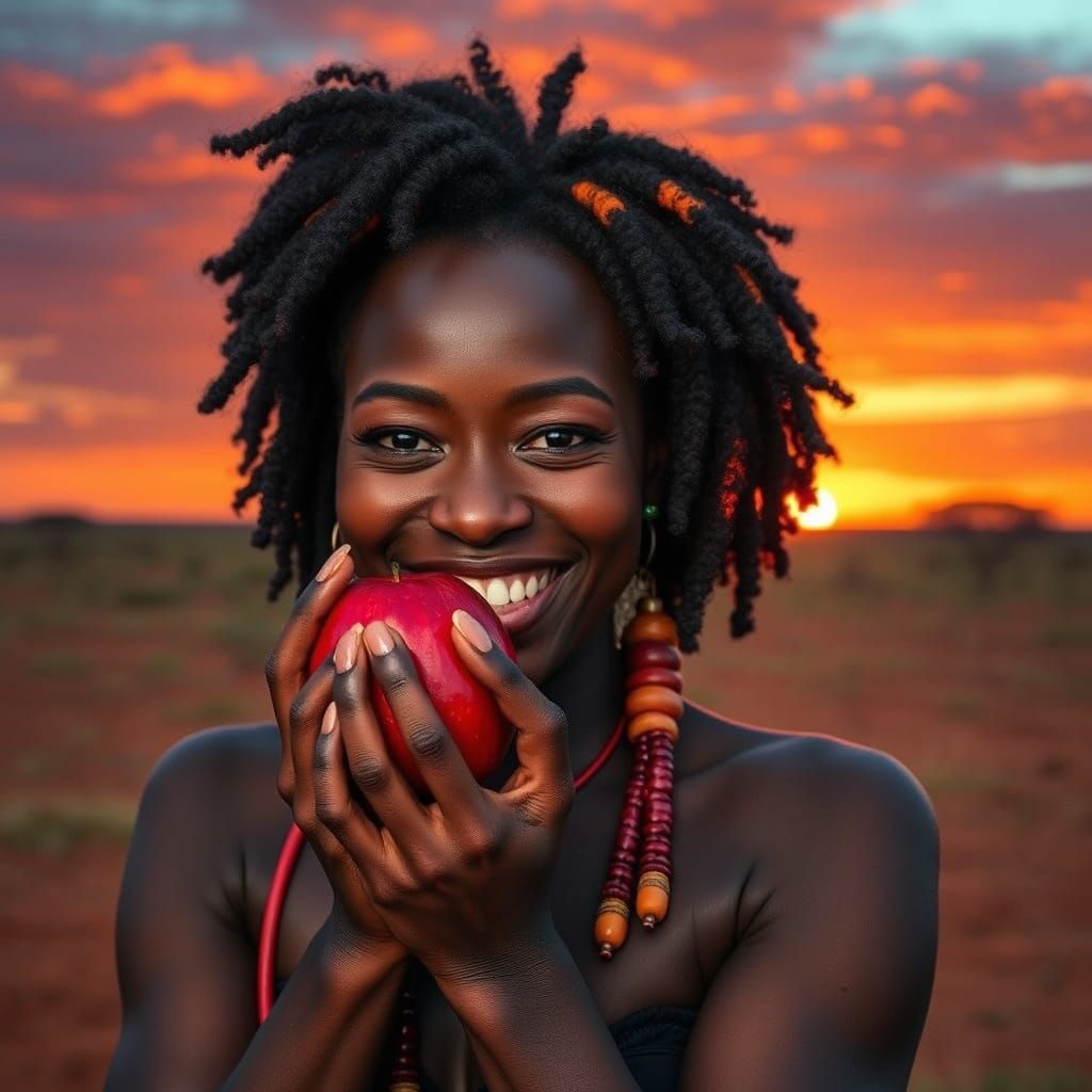 African Woman Adorned with Vibrant Braids and Warm Smile Und...