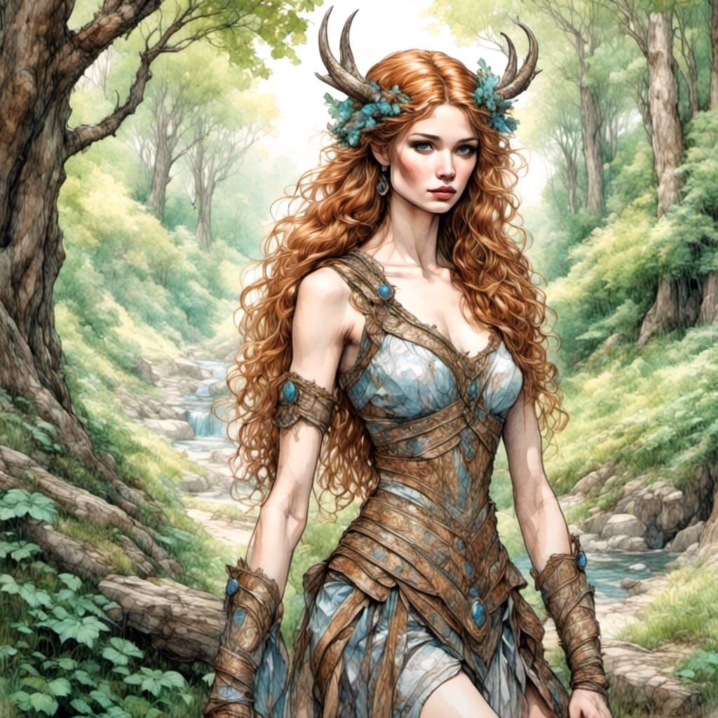 Beautiful Centaur Female in Woodland Setting