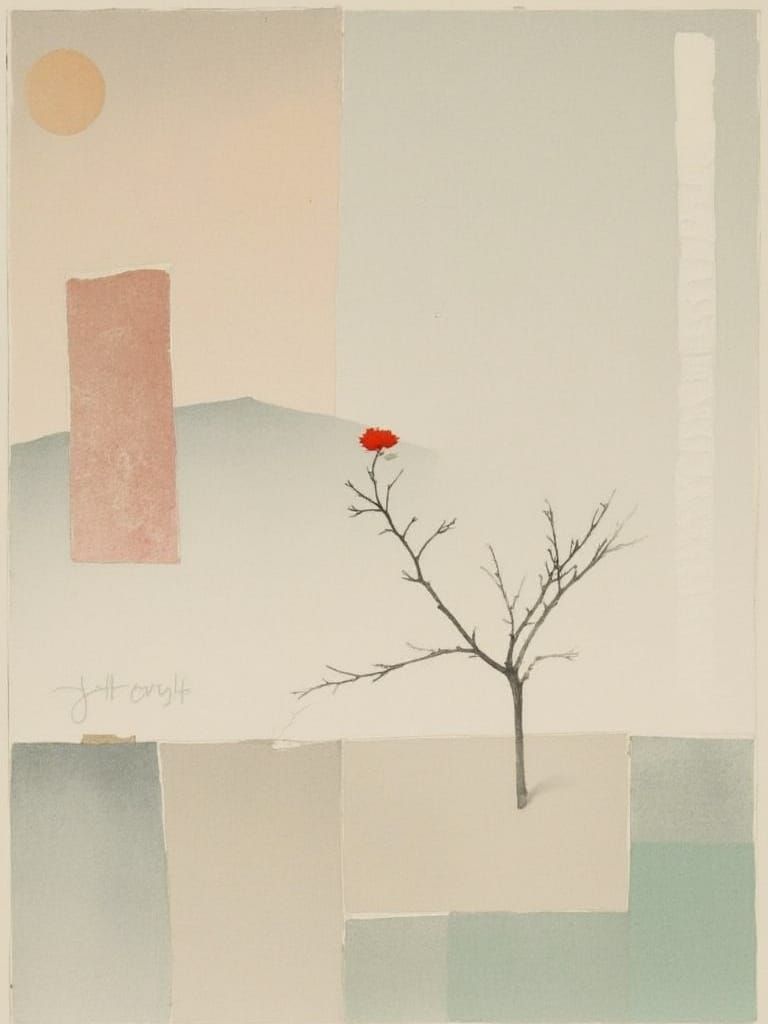 Minimalist Collage of Blossoms in Subtle Gradients