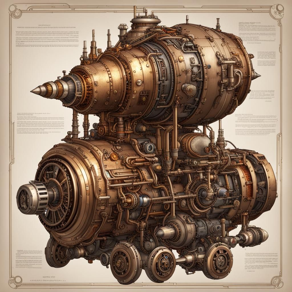 Steampunk Space Battleship Engine
