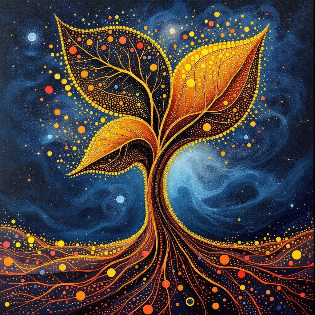 Surreal Tree Form Blooms with Vibrant Aboriginal-Inspired Do...