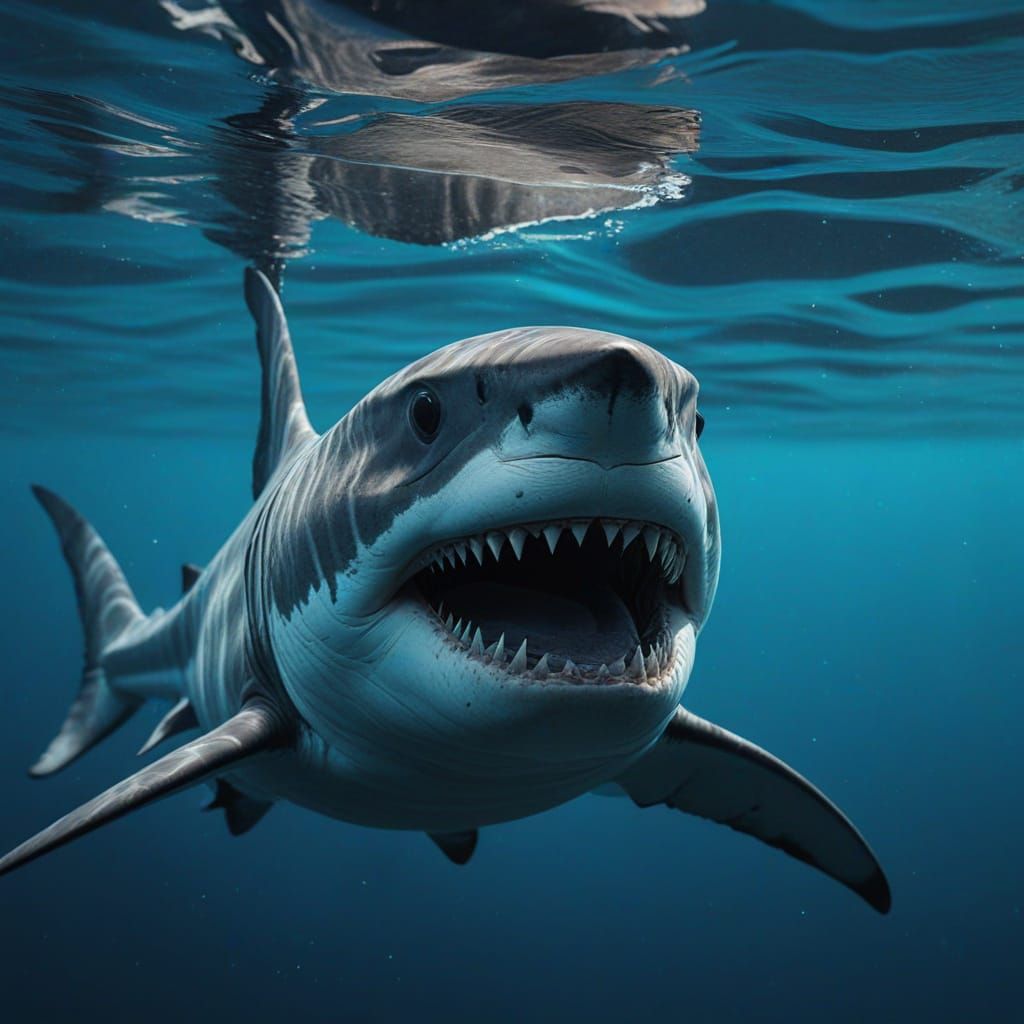 Tiger Shark Hybrid Swimming Underwater in Digital Art