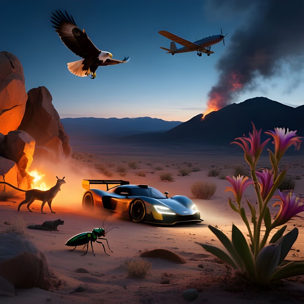 Desert Racing Car Landscape at Twilight