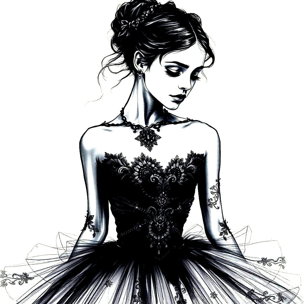 Ballerina in Dramatic Black and White
