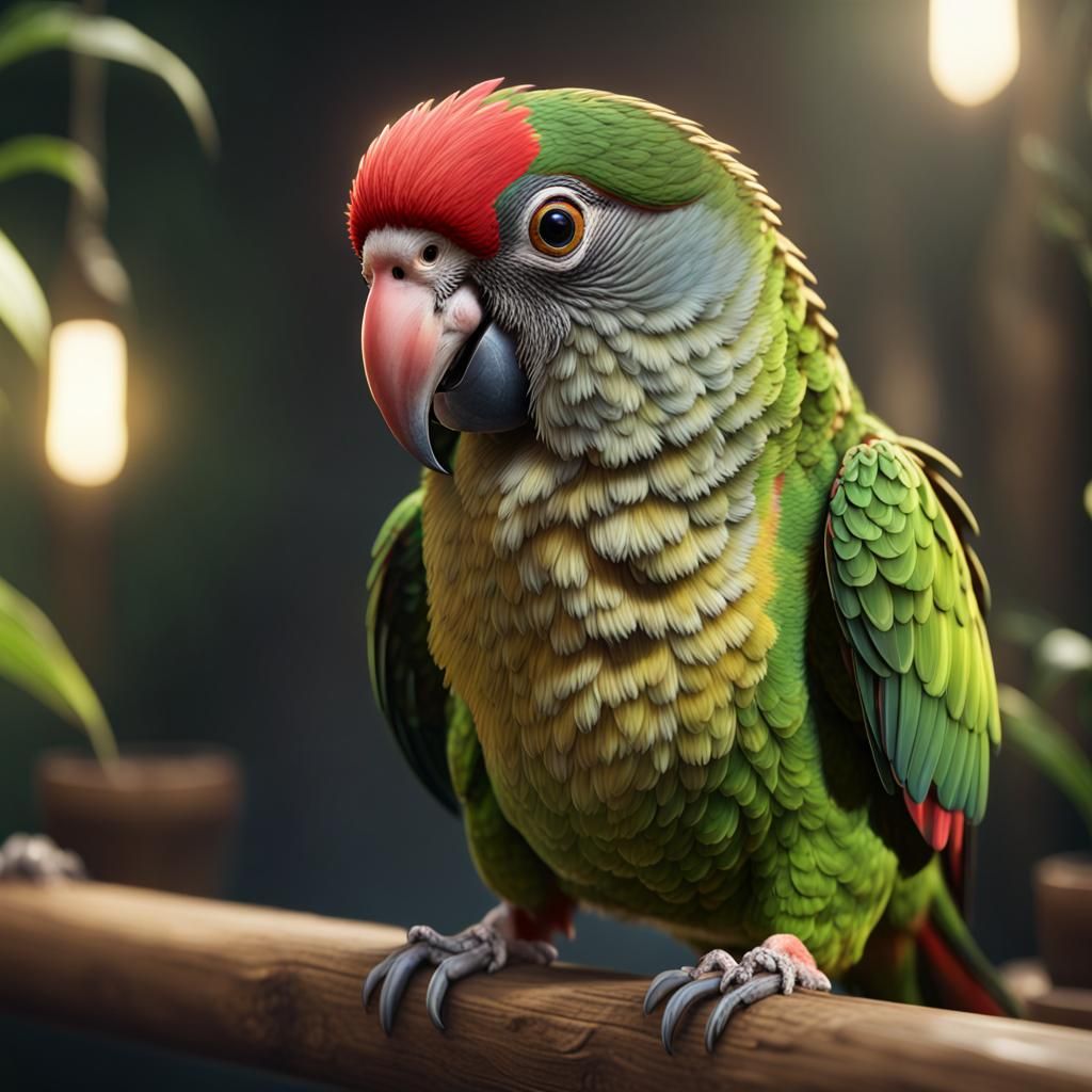 Detailed Green-Cheek Conure in 3D Cinematic Style