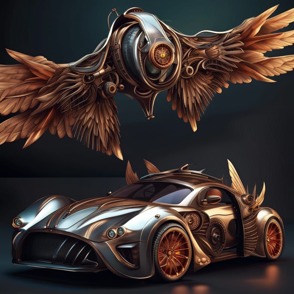 Fantasy Car with Wings and Luxury Design