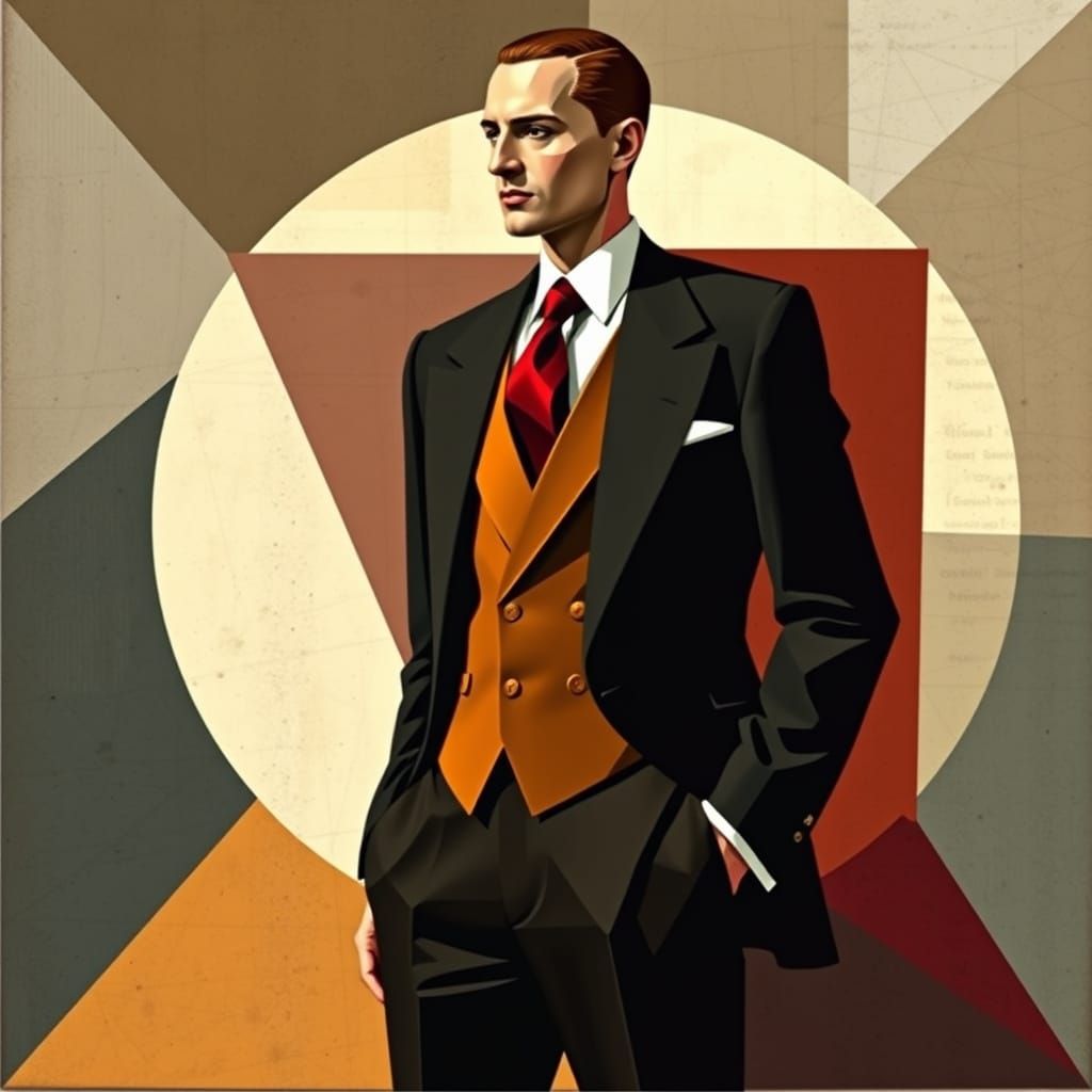 Surreal Cubist Figure in Fragmented Geometric Form