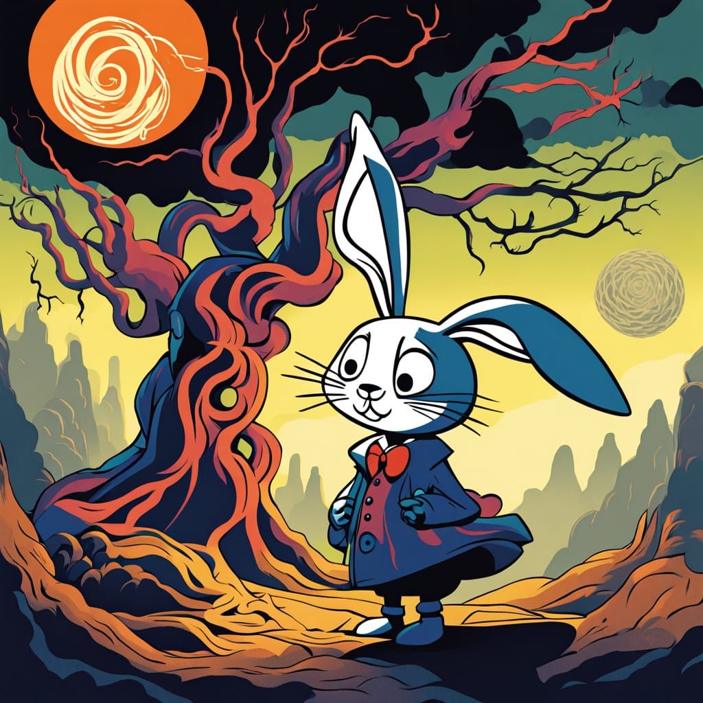 Ethereal Dark Fantasy Anime: A Twisted Rabbit's Glowing Reve...