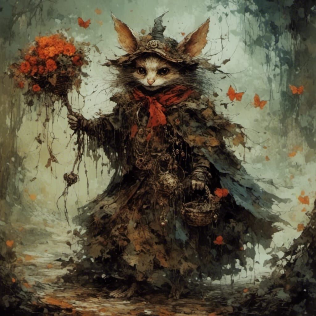 Eerie Ominous Scene as Retro Hand-Drawn Oil Painting