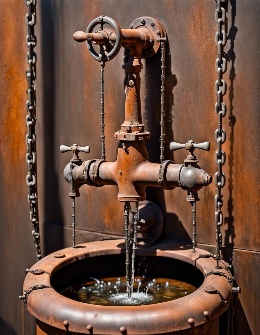 Surreal Metal Art Sculpture of Rusty Tap