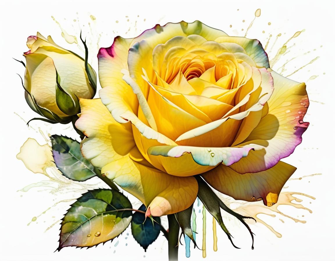 Otherworldly Yellow Rose Alcohol Ink Pastel