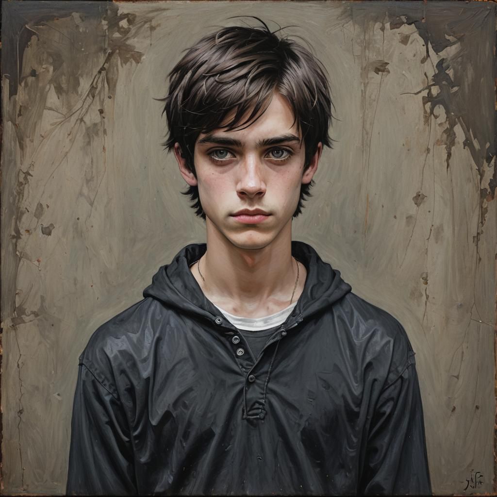 Gothic Emo Male Portrait as Oil Painting