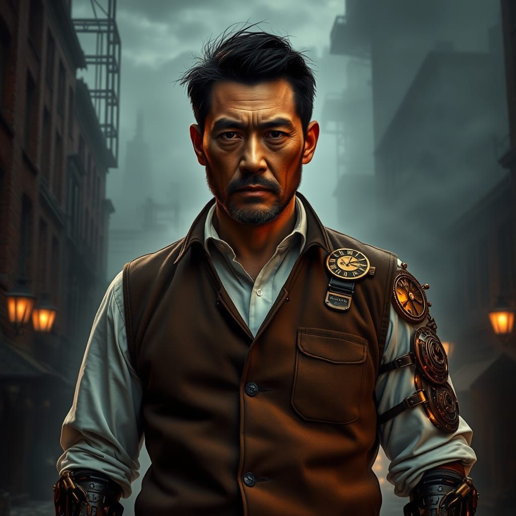 Mori Jin Stands Resolute in Victorian Meiji-Era Cityscape