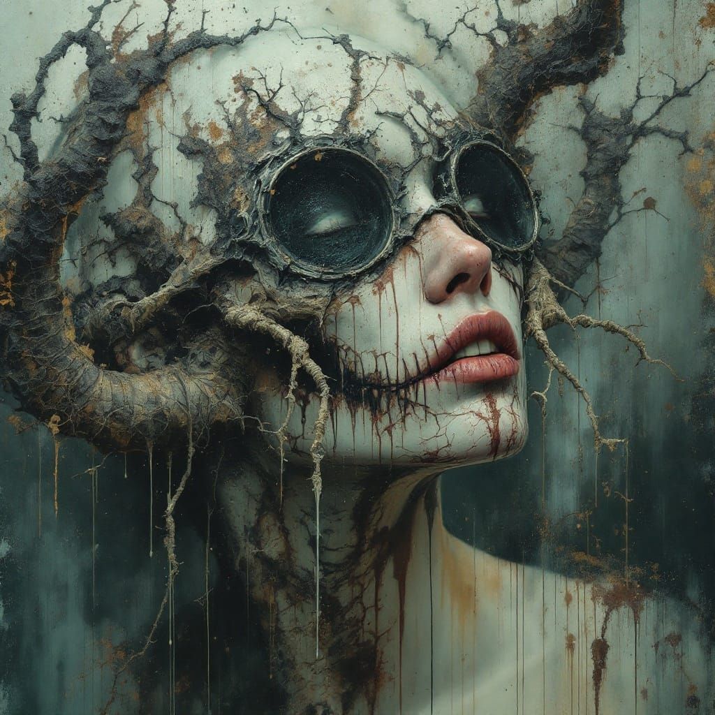 moderate hyperreality, double exposure, carya hickory canvas, Nyctophilic flakes in a honeydripping style