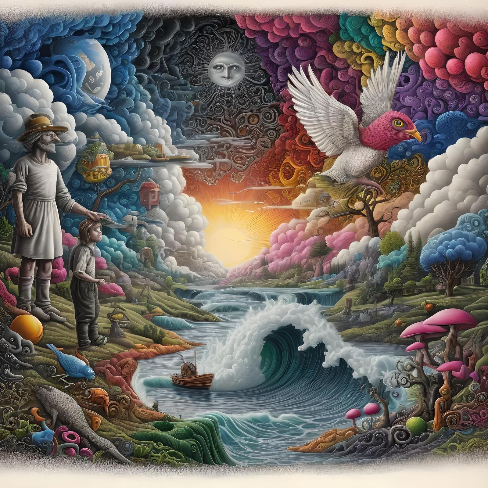 Surreal Seasons: A Mixed Media Masterpiece